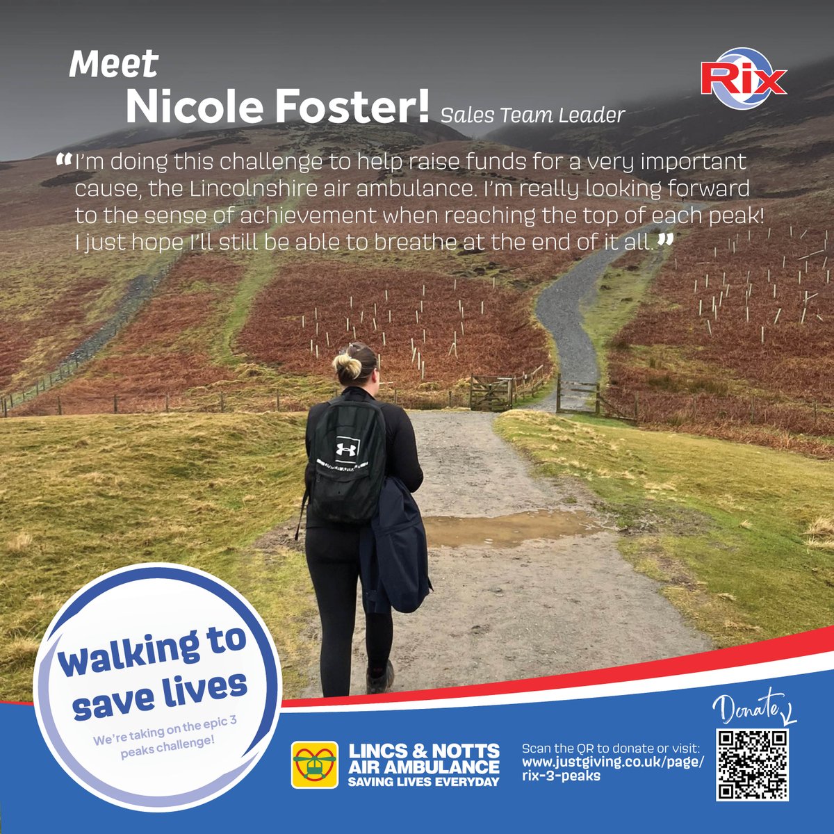 Let's hear it for Nicole! 👏

Our fabulous team of brave adventurers at Rix Petroleum Limited are getting their walking boots ready to tackle Snowden, Scafell Pike, and Ben Nevis in May, all in just 24 hours! 

Stay tuned as we meet the next team member!

#3peaks #hiking