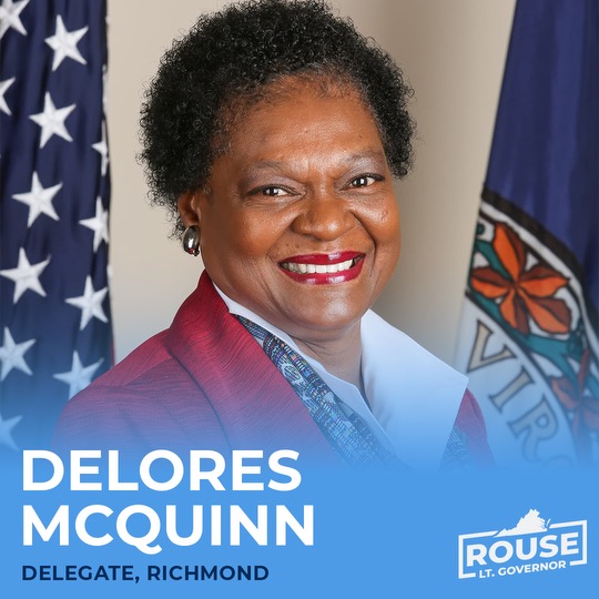 As the longest-serving Delegate in the Richmond region, Delores McQuinn has been a champion for her constituents for years, and I am grateful for her faith in me as our next Lieutenant Governor. @DelegateMcQuinn
