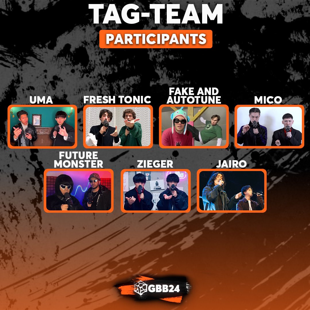 Here you have all the qualified Tag Team 👥 participants thus far!! 🔶 #GBB24TOKYO

👇 This one is going to be LIT!! 🔥🏯
gbbofficial.com

#participants #beatbox #beatboxing #battle