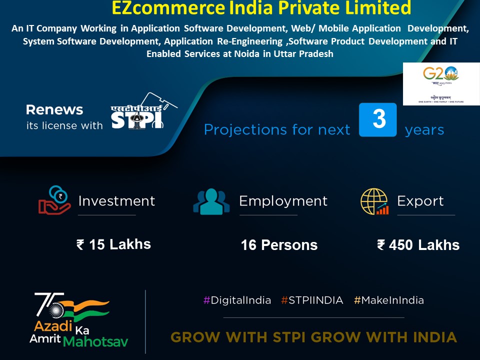 Congratulations M/s EZcommerce India Private Limited. #GrowWithSTPI #DigitalIndia #STPIINDIA #StartupIndia @AshwiniVaishnaw @Rajeev_GoI @GoI_MeitY @AmritMahotsav @_DigitalIndia @startupindia @DoC_GoI @stpiindia @arvindtw @DeveshTyagii