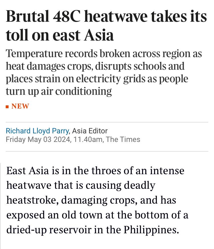 Struck by @dicklp piece in @thetimes on 48C temperatures blanketing east Asia. Ferocity + scale of heat brutal. thetimes.co.uk/article/brutal…