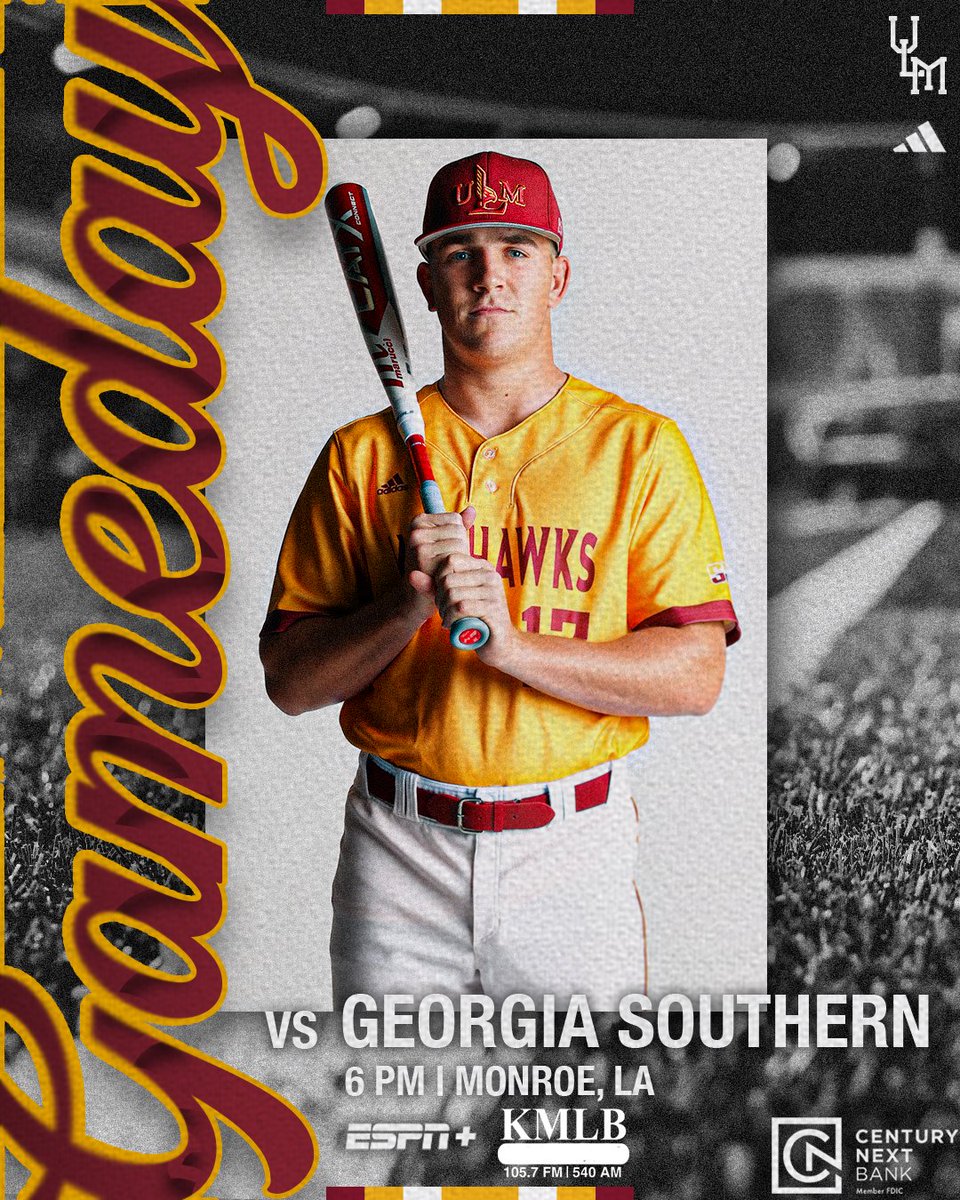 𝐖𝐚𝐫𝐡𝐚𝐰𝐤𝐬 𝐚𝐧𝐝 𝐄𝐚𝐠𝐥𝐞𝐬 ⚾️🆚 Georgia Southern 🕕 6 p.m. 📍 The Lou 📺 ESPN+ espn.com/watch/player/_… 📻 105.7 FM/540 AM KMLB, KMLB.com 📊 stats.statbroadcast.com/broadcast/?id=… 🎟 tix.axs.com/2NrXLwAAAACbMA… #GotYourSix | #GSvsULM | #SunBeltBSB