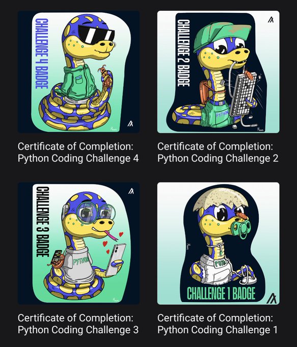 GoPlausible's tweet image. Only those @algodevs who have conquered all 4 #python #AlgoCodingChallenge and collected 4 Verifiable Credential certificate #PLAUS can claim this Test Pilot 404 python developers club membership #PLAUS
This is a Test Pilot for 404 python dev club membership #PLAUS! 
The actual