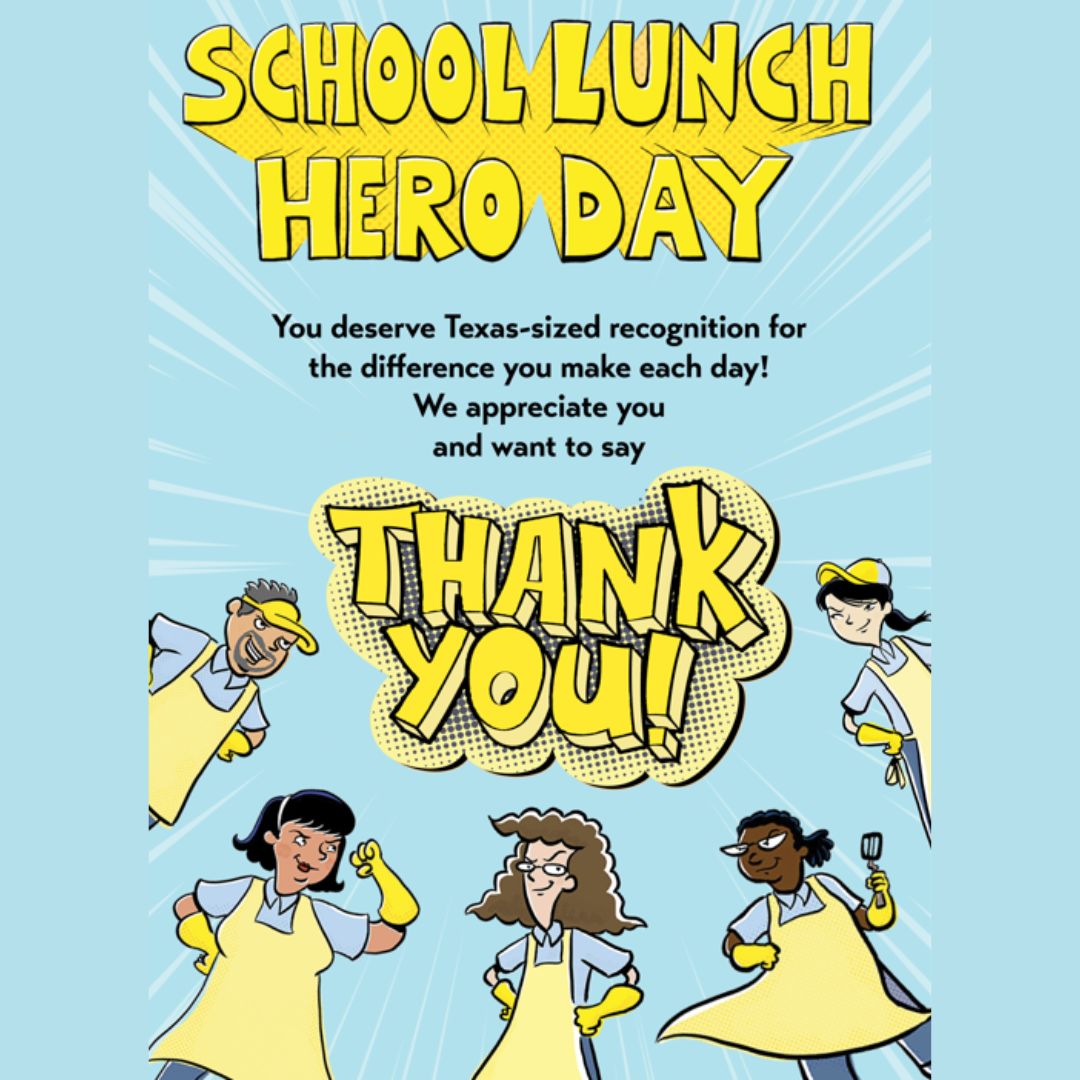 Happy School Lunch Hero Day! Today we celebrate and applaud the hard work, dedication and unyielding efforts of nearly 400 child nutrition professionals that provide delicious meals to the students of Plano ISD. Thank you, School Lunch Heroes!