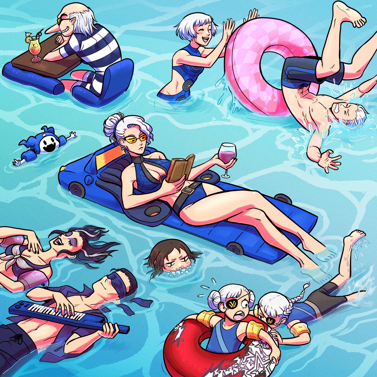 J: Today, were going swimming for a bit. Caroline has packed the nessicary amenities. We've dragged our family along as well.

C: We've got water guns, pool floats, everything! So, we won't be around much today, behave, Inmates! 

// Art by @RetroKinetic