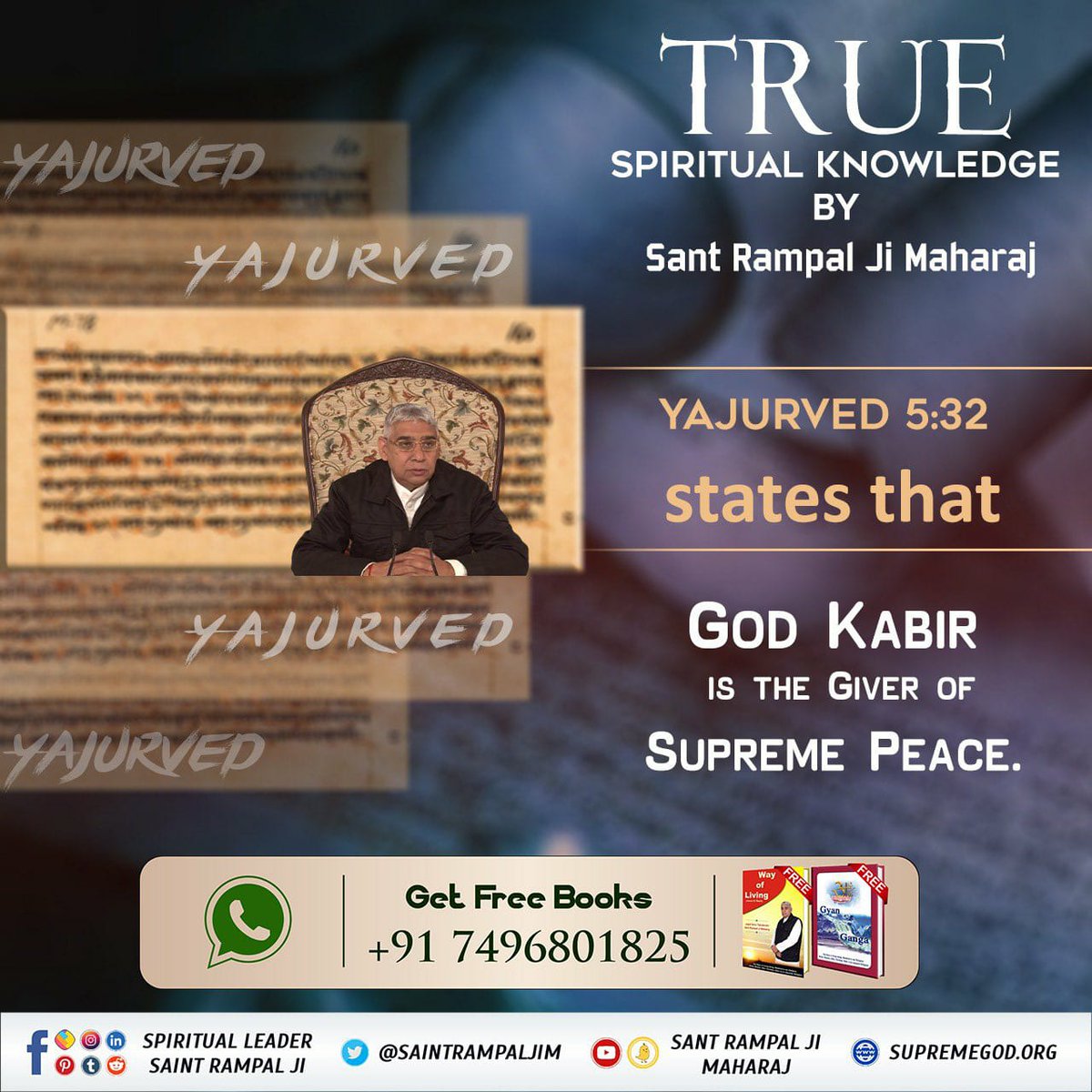 #GodMorningFriday Yajurved 5:32 states that God Kabir is the Giver of Supreme Peace. True spiritual knowledge by Sant Rampal Ji Maharaj जगतगुरु तत्वदर्शी संत रामपाल जी महाराज