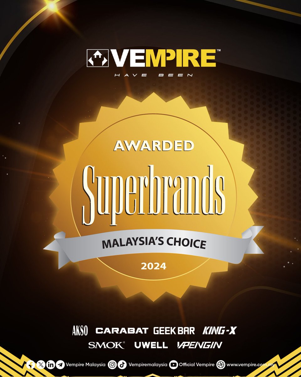 In our 11th year, we continue to break new ceilings! We are honored to be recognized as Superbrands Malaysia’s Choice, an internationally acclaimed award that underscores our commitment to branding excellence.

#VEmpireMalaysia #superbrand #awarded #VEmpireNo1 #malaysia