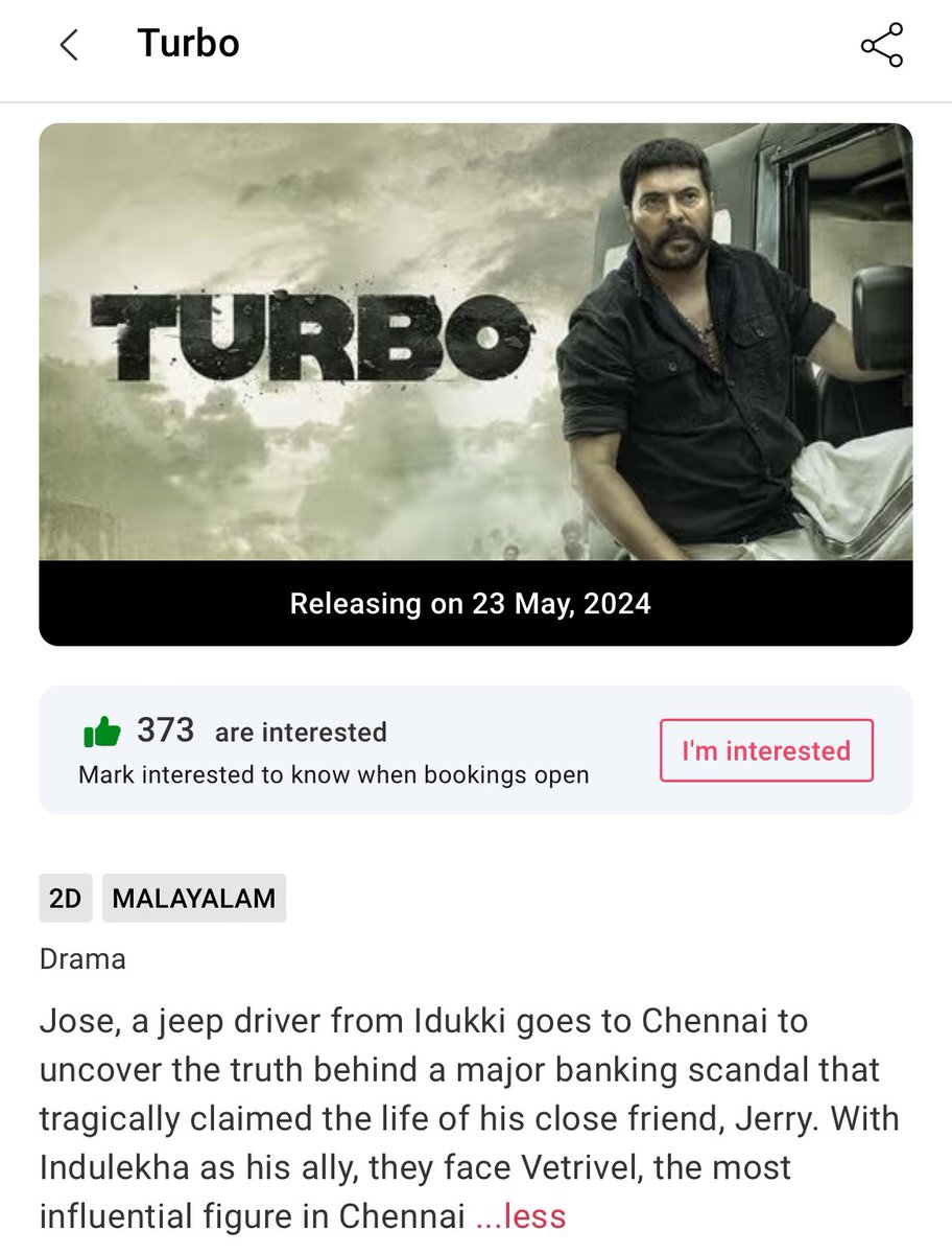 #Turbo book your interest 👌#Mammootty