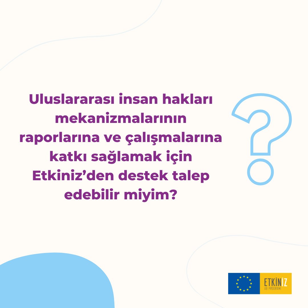 ➡️Evet! Uluslararası insan hakları mekanizmalarının raporlarına ve çalışmalarına katkı sağlamak için Etkiniz’den destek talep edebilirsiniz! ⭐️Üstelik Etkiniz uluslararası mekanizmalara raporlama destek taleplerine öncelik veriyor. Detaylar için ⬇️ etkiniz.eu/blog/ihrm-izle…