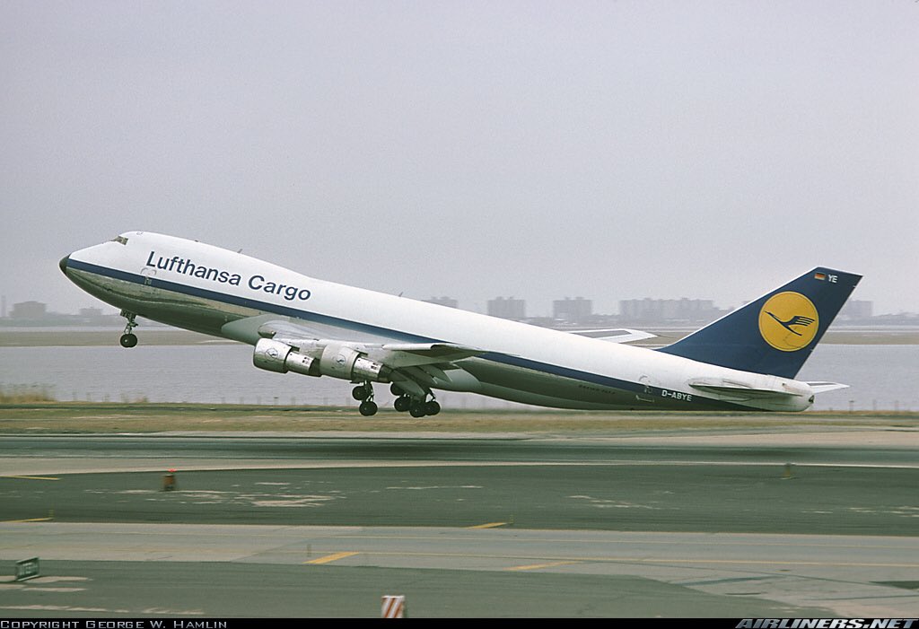 A Lufthansa Cargo B747-200F seen here in this photo at New York JFK Airport in April 1978 #avgeeks 📷- George W Hamlin