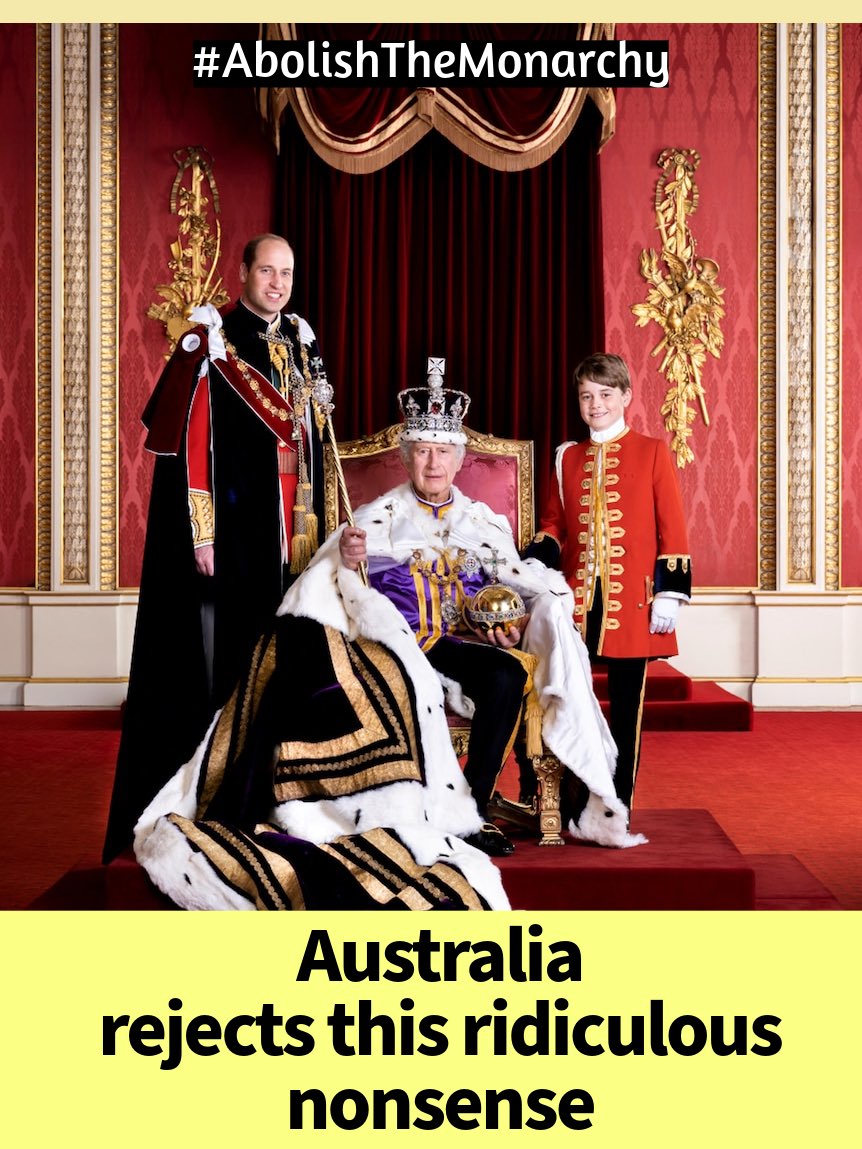 @RoyalFamily Australia is not into this ridiculous circus 🎪🤡 🤡🤡 #AbolishTheMonarchy #NotMyGreedyKing #PrinceWilliamEXPOSED