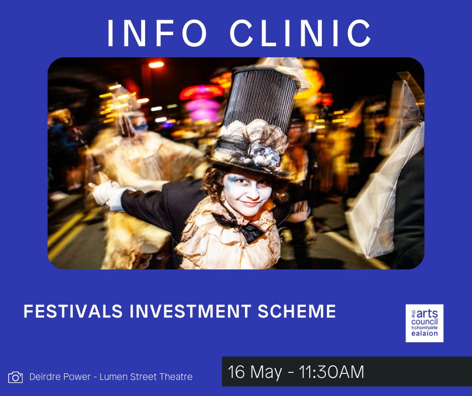 Are you applying for Festivals Investment Schemes? Make sure to check out all of their upcoming clinics. Including one for the newly opened FIS for 2025! Find out more about the award and how to make your applications the best they can be! more info: artscouncil.ie/Arts-in-Irelan…