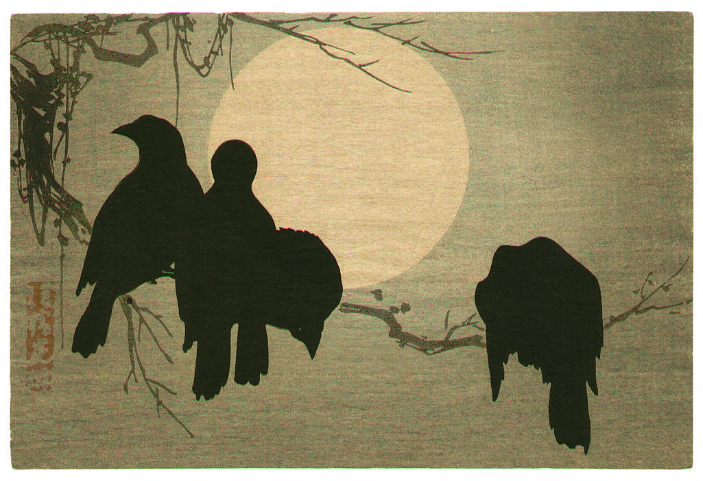 Crows and the Moon by Hokkyu Korin (1900)