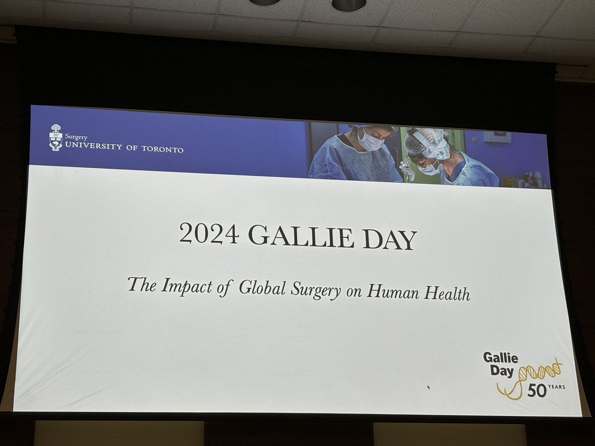 Great kick off of the 50th Gallie Day by Dr. Swallow @UofTSurgery! Theme of this year is the a Impact of Global Surgery on Human Health @UofT @UofTNews