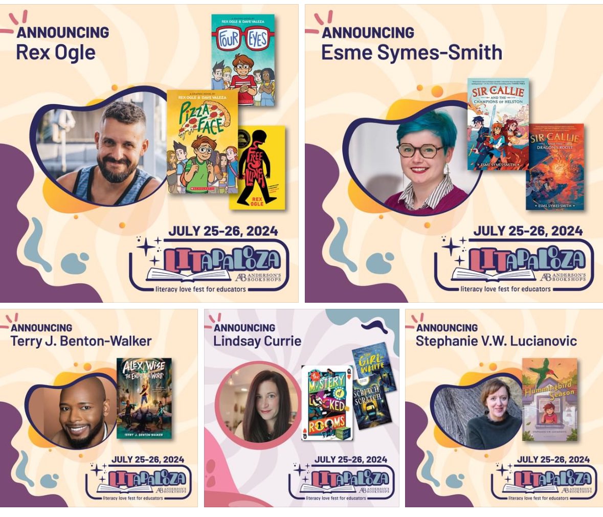 Happy #LITfriday everyone! We have more author announcements to help finish up the week! @RexOgle @EsmeSymesSmith @tjbentonwalker @lindsayncurrie & @grubreport will be among the 70+ authors/illustrators appearing at #LITapalooza this summer! Register Here: LITapalooza2024.eventcombo.com