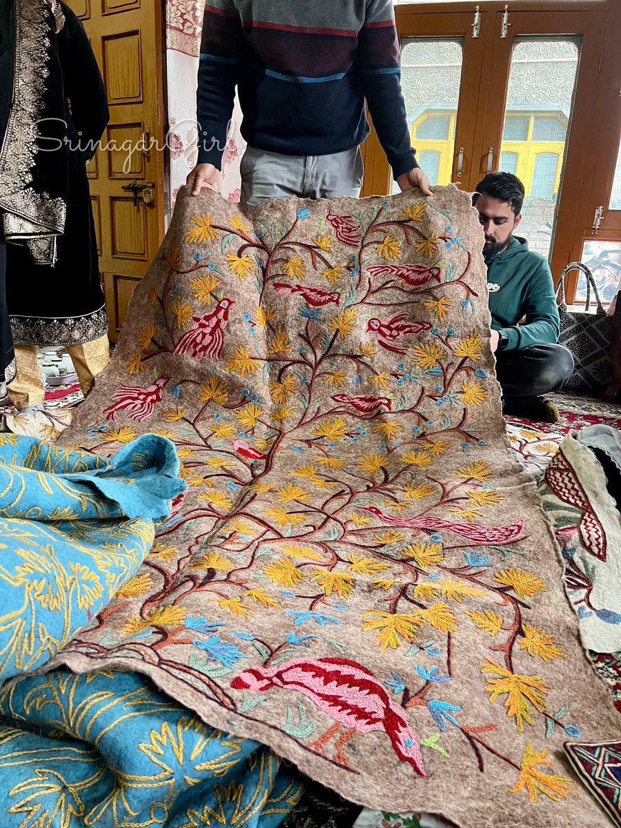 Kashmir From My Lens: Namda is a beautifully embroidered (Aari work) felt carpet (pure wool) which is used as a winter-time flooring piece. Rather, several of them are used to cover the entire room on top of a couple of other base layers. Very comfy & warm!