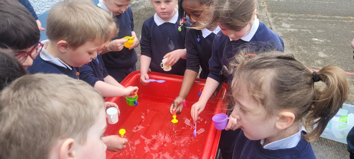 Junior&Senior Infants thoroughly enjoyed their Maths lesson outdoors today exploring capacity! #mathsisfun