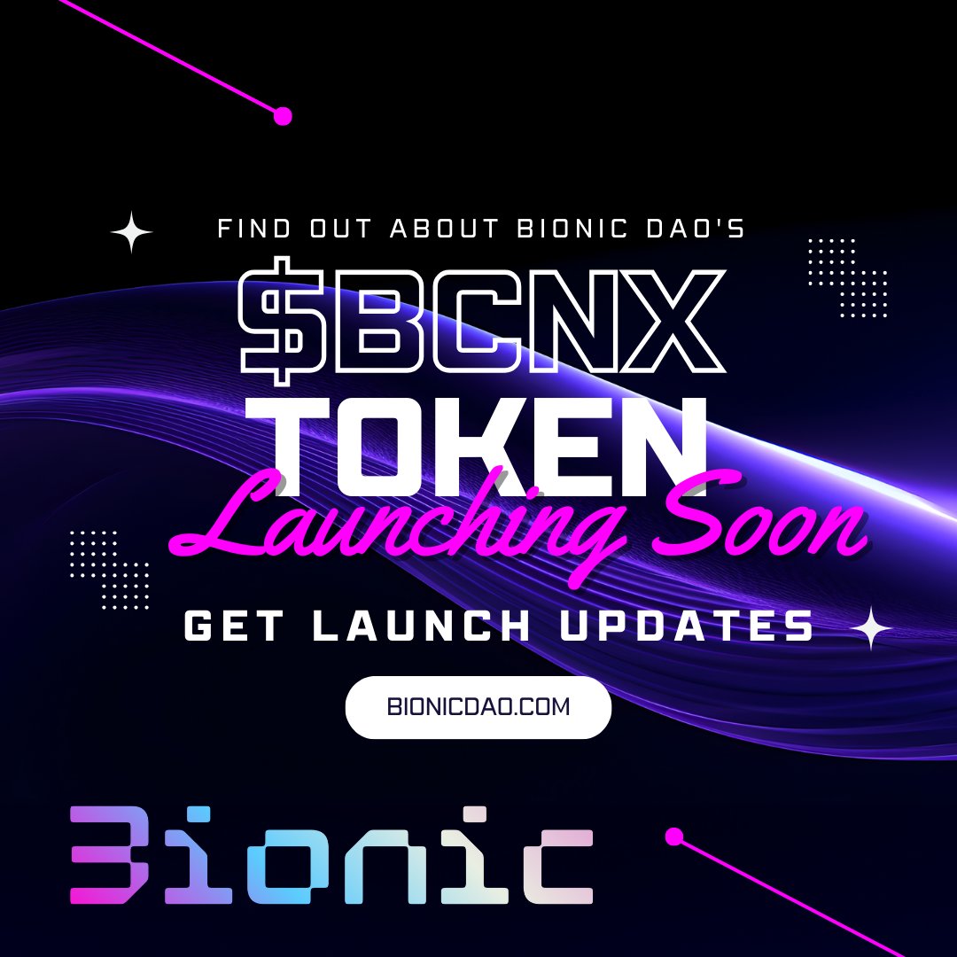$BCNX is a utility token, providing access to, and functionality within the Bionic DAO ecosystem. It will launch alongside the Bionic Dao's platform in the coming weeks. Don't sleep on this one!!! 

#Tech #Blockchain #ArtificialIntelligence
#VR #AI #Crypto #ExtendedReality #XR
