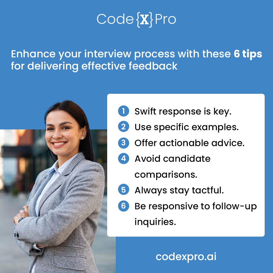 Unlock the power of constructive feedback in your interviews! 💡 Here are 6 essential tips to elevate your process and empower candidates. 🚀 

#InterviewSuccess #FeedbackMatters #HRInsights'