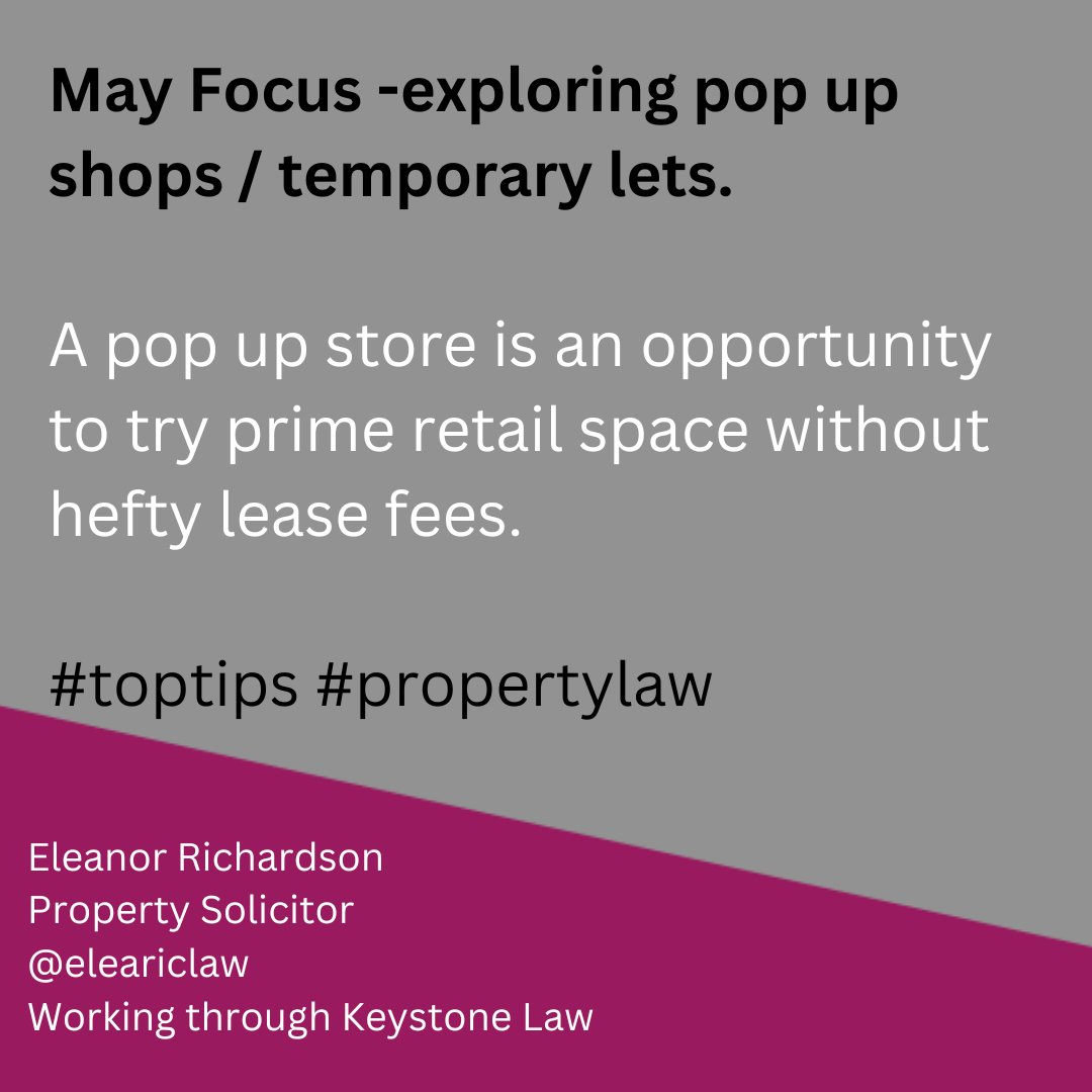 Advantage of pop up shops: An opportunity to secure prime retail location without the costs of an expensive high street lease. Temporary lets can allow you to use a space as brand awareness and give a taster of what you have to offer.

#toptips #popupshops #concessions #retail