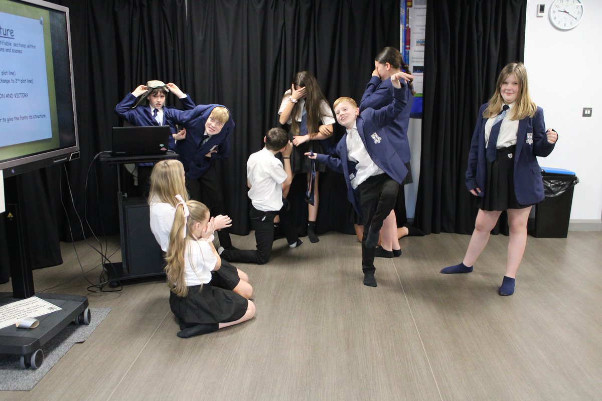 Miss Allison's year 7 Drama class have been looking at the structure of Pantomime's this morning and creating their own sub-sections and scenes. Pupil's have chosen to look at Aladdin, Snow White and Rumpelstiltskin.