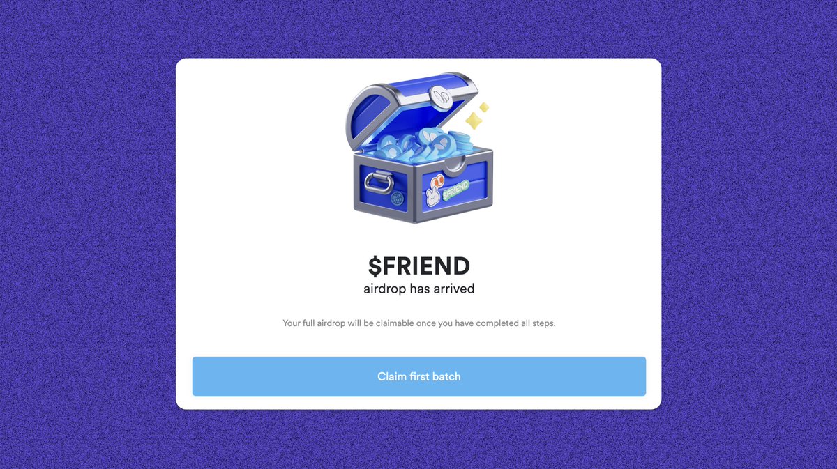 🍥 You can now claim your friend tech airdrop. https://t.co/lsAVT3Nuqd -  Visit the page. - Click claim and claim the first batch. - Click on  Continue and complete the two tasks to