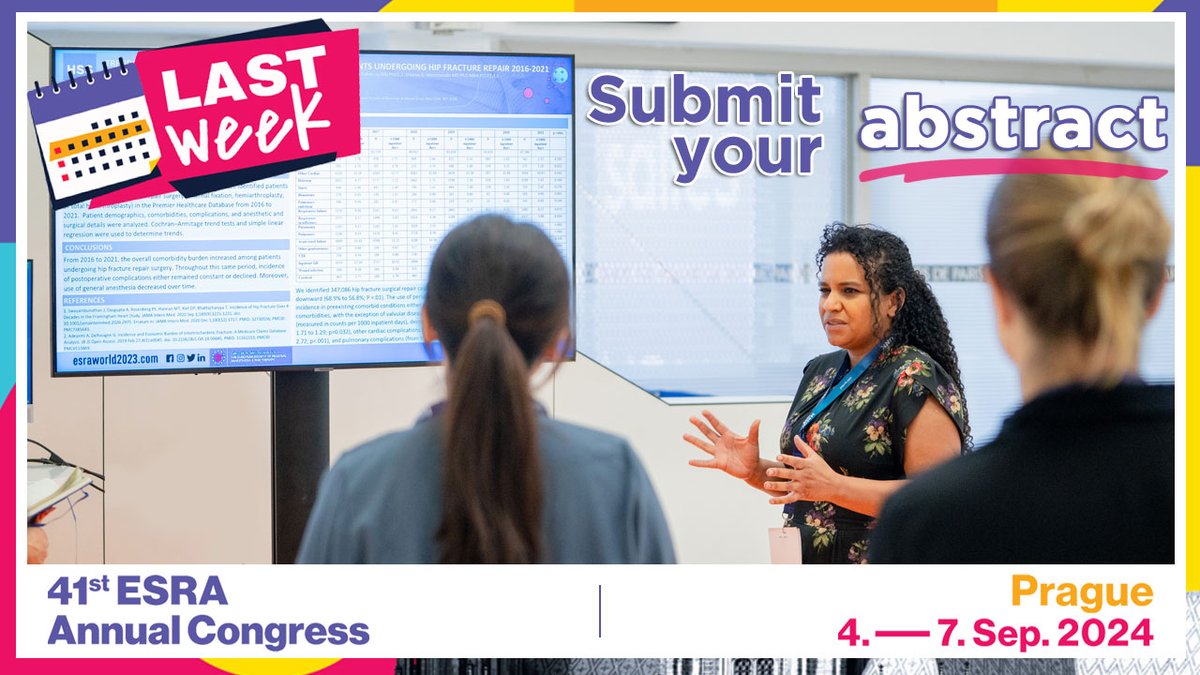 ⚠️ Last week to submit your abstract for the #ESRA2024 congress in Prague 🇨🇿 ⏳ Deadline: 10th May ✅ Notification by end-June (before the end of early fees) 📅 4-7 September 2024 💻 esracongress.com/call-for-abstr… 💡 Give your work the visibility it deserves at this can't-miss event!