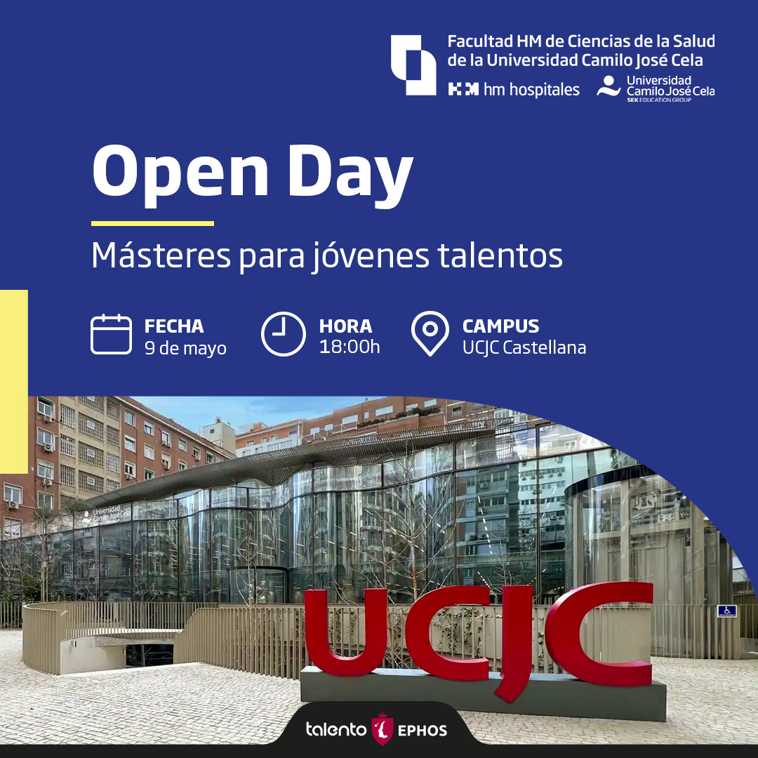 ¡Ven al #OpenDay de Másteres para jóvenes talentos para conocer las titulaciones nuevas que puedes cursar en la Facultad HM Ciencias de la Salud de la #UCJC! 📆 9 de mayo 🕧 18:00h 📍 Campus UCJC Castellana ucjc.edu/?utm_source=X&…