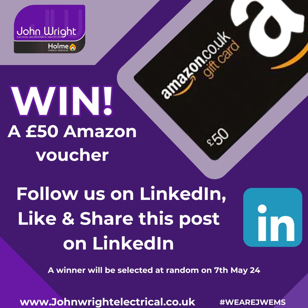 Head over to our LinkedIn Page now...You have only got till Tuesday 7th to be in with a chance of winning a £50 Amazon voucher!

Good Luck 🍀