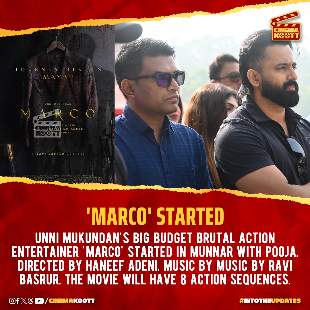 'Marco' started #Marco #UnniMukundan #HaneefAdeni #RaviBasrur _ #intotheupdates #cinemakoott