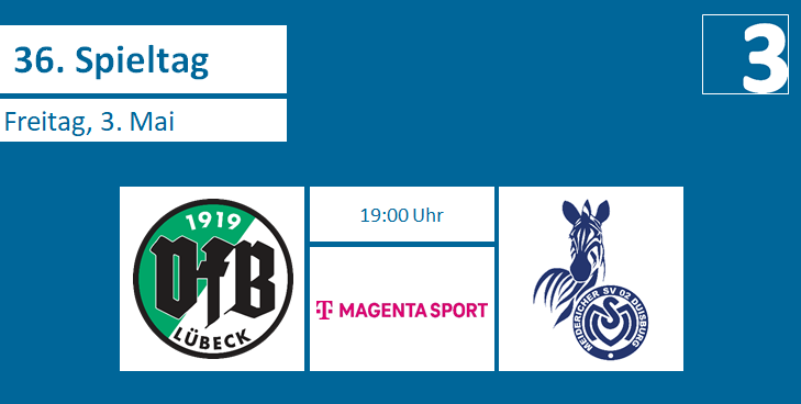 Der VfB Lübeck und der MSV Duisburg eröffnen heute den 36. Spieltag. #VFBMSV