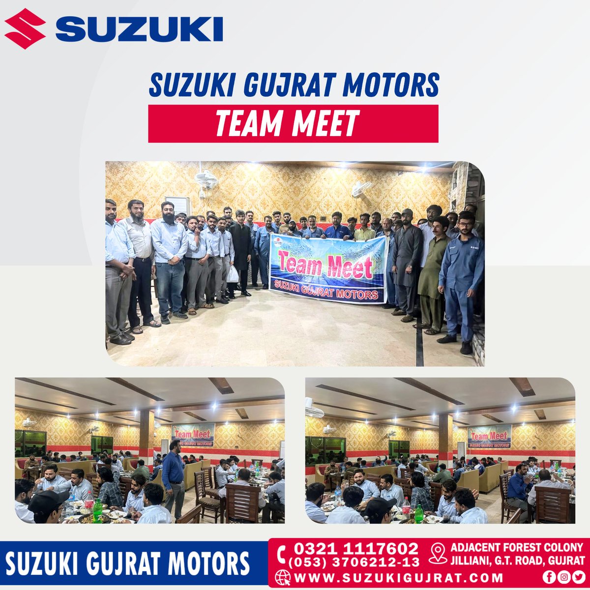 A few glimpses of Suzuki Gujrat Motors Team Meet!

#Suzuki #TeamMeet #SuzukiCenterGujrat #SuzukiGujratMotors #SuzukiPakistan