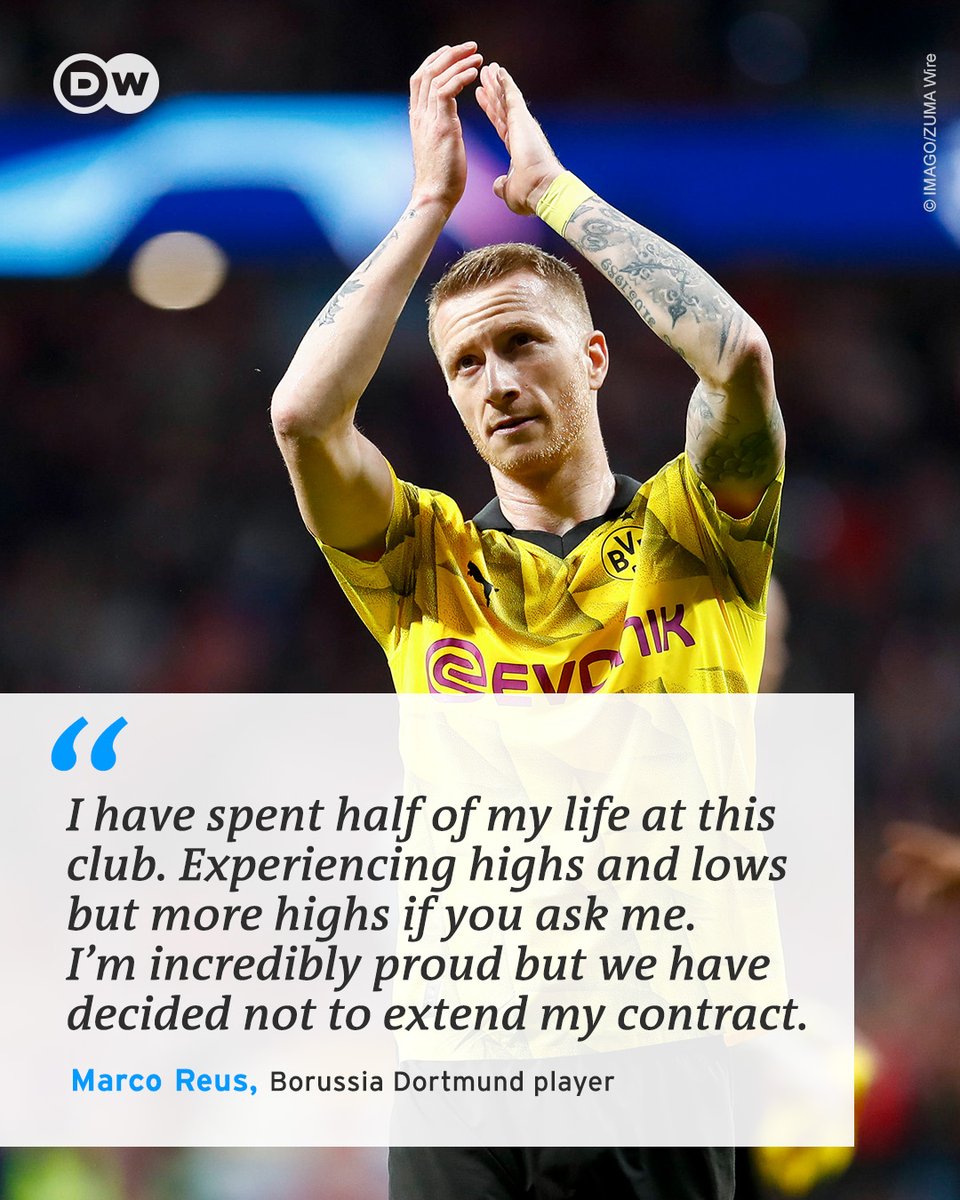 BREAKING Marco Reus will NOT extend his contract at Borussia Dortmund. The player, who began his career at the club's youth team, has a contract which will end on June 30th, 2024.