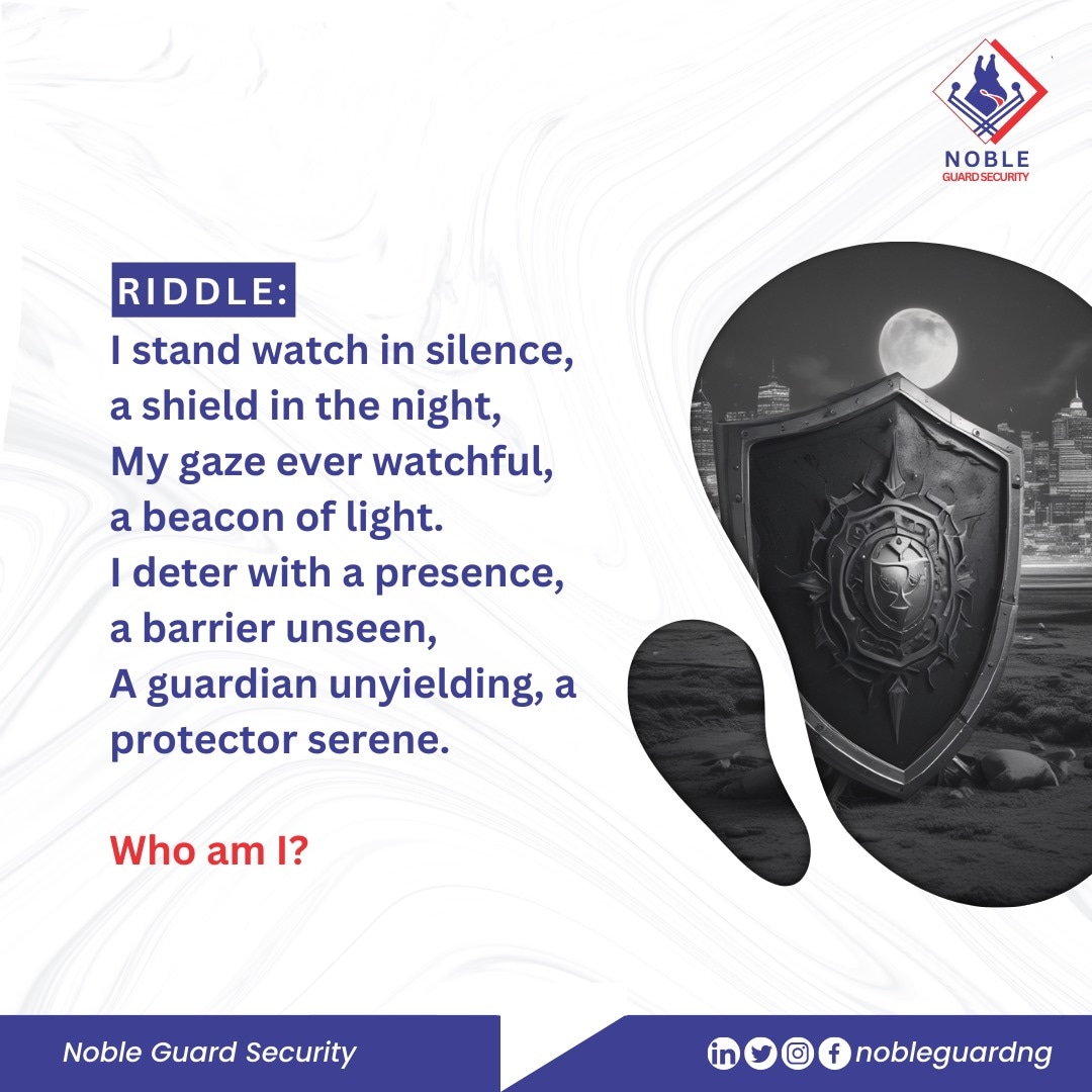 nobleguardng's tweet photo. They say the best offense is a good defense... but sometimes, all you need is a good security guard!👌
Did you guess the answer correctly? Tell us in the comments🤗
#securityguard #privatesecurity #protectingwhatmatters #riddleoftheday #triviaquiz #tgif #nobleguard https://t.co/PjsCtgWEZZ