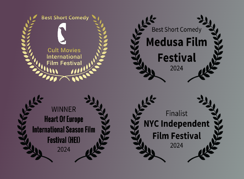HypericumFilms's tweet photo. Our #short 'Virgil and His Invisible Wife' has won best short comedy @cultmoviesfest 🇬🇧  @film_medusa 🇺🇸 and the Heart of Europe IFF 🇸🇰 and was a finalist @NYCINDEPENDENTF 🇺🇸 with @RA_Dunford @Obie_Dean @NatalieSheriff @LewisCartwright https://t.co/jHEUcdcHtx