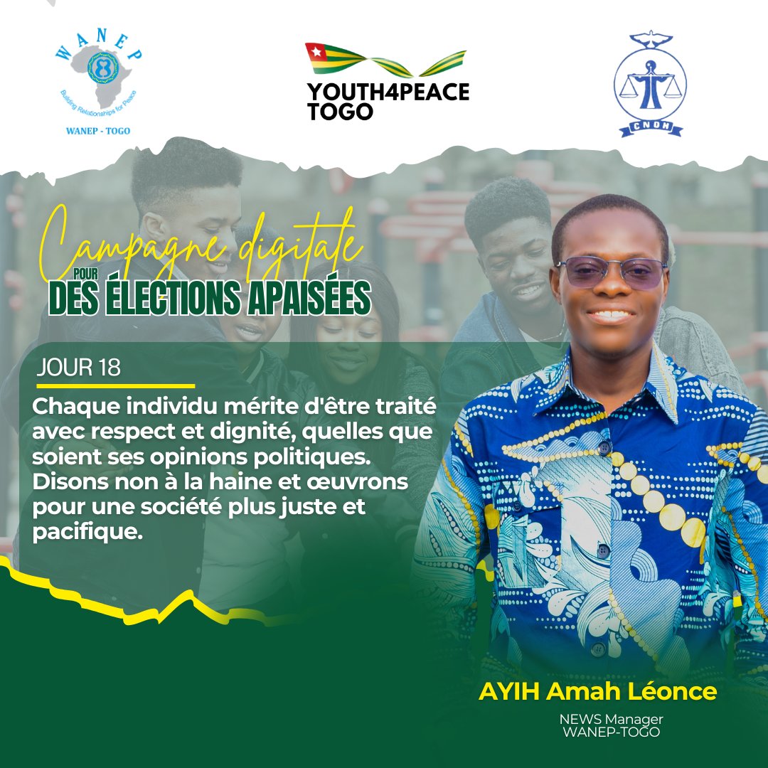 Ensemble, travaillons à construire un avenir meilleur pour tous les citoyens. #TisserDesRelationsPourLaPaix #TgTwittos #togolais228 #tolérance #nonviolence #électionstogo @AYIHLeonce