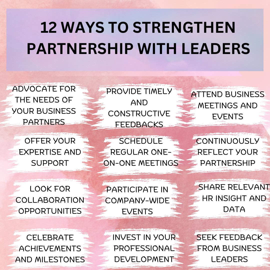 #HRLeadership #StrategicPartnership #EmployeeEngagement #BusinessSuccess #LeadershipDevelopment #FeedbackCulture #ProfessionalGrowth #CollaborationGoals #TeamworkWins #OrganizationalSuccess #ContinuousImprovement #WorkplaceCulture