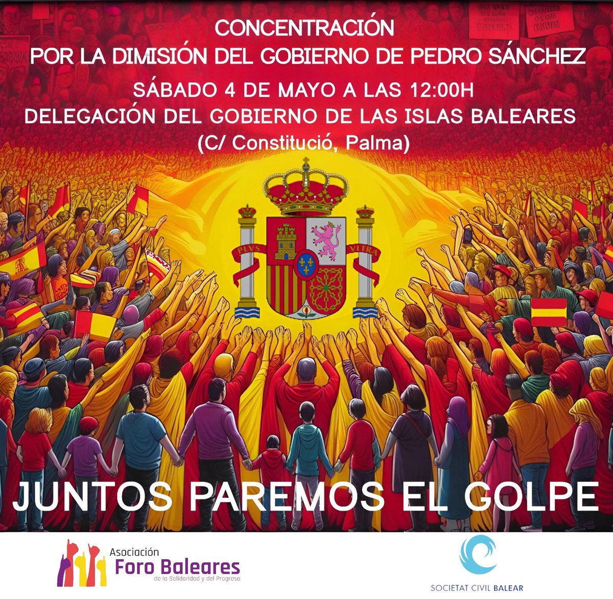 Tu eliges si te quedas en casa y todo sigue igual. O si salimos a la calle y cambiamos las cosas.

Nuestra democracia está en juego y hay que defenderla.

Vamos a por todas 💪🏻🇪🇸

#ForoBaleares #SanchezDimision #Sanchez #ParemosElGolpe