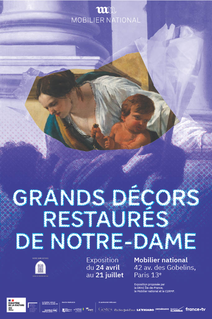 🎨🤝 Avant leur retour dans la cathédrale en décembre, les “Grands décors restaurés de Notre-Dame” s’exposent ! Découvrez les tableaux et le tapis de chœur de Notre-Dame de Paris restaurés après l'incendie. 📍Au @MobilierNat jusqu’au 21 juillet 👉 francetelevisions.fr/et-vous/notre-…