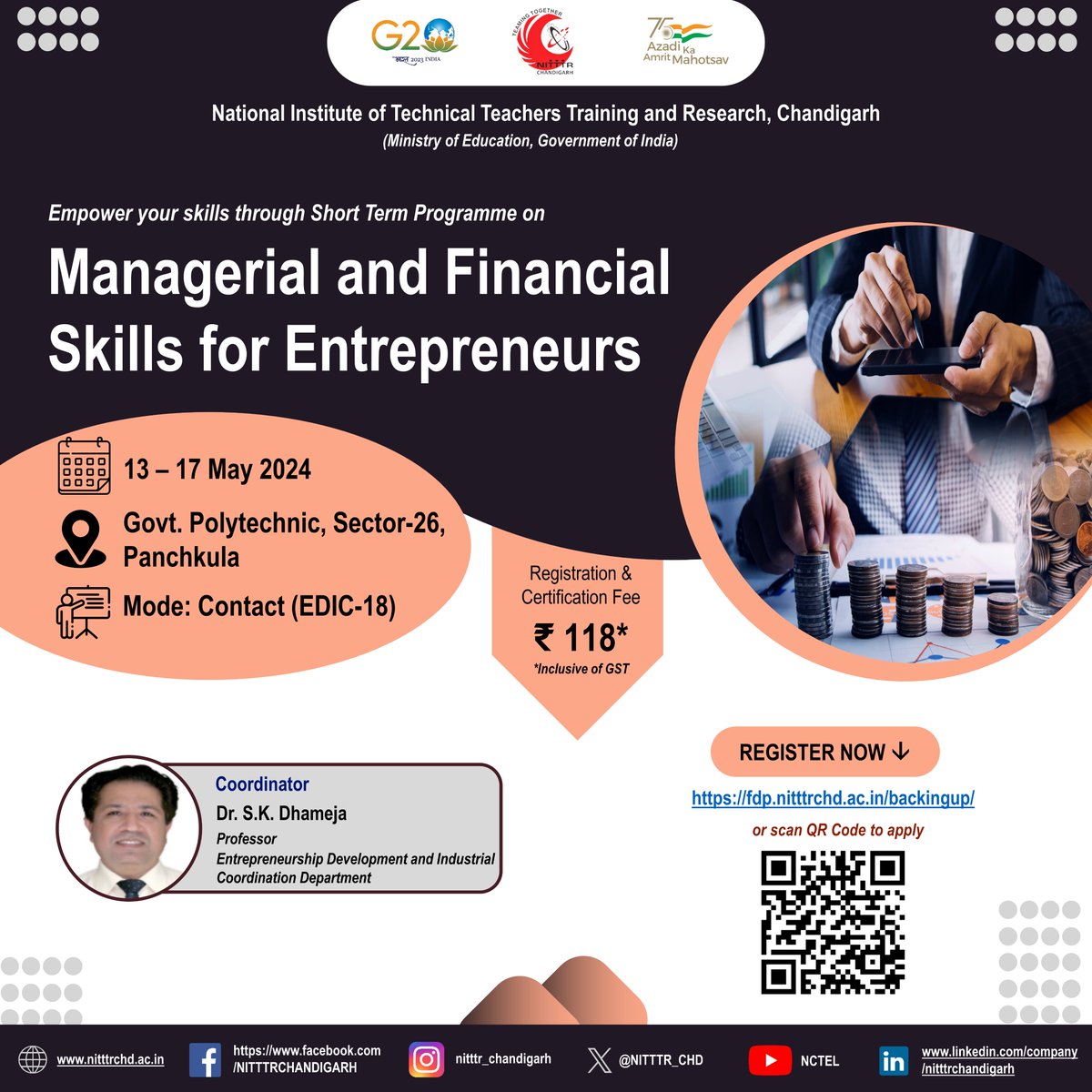 Join us for a 1 Week course on Managerial and Financial Skills for Entrepreneurs to be organized by the EDIC Dept. from 13-17 May'24. Interested faculty & staff members from Haryana State may apply at fdp.nitttrchd.ac.in/backingup/ #nitttrchd #FinanceForEntrepreneurs #ManagementSkills