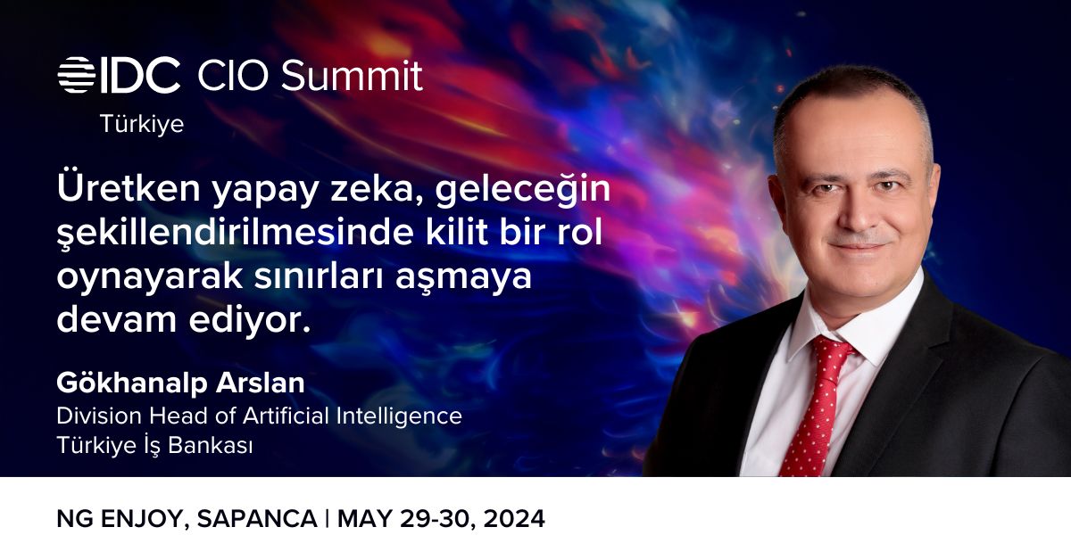 IDC Türkiye CIO Summit 2024’te, "Leadership in the Era of Data &amp; AI Everywhere" başlıklı panelde Türkiye İş Bankası Yapay Zeka Müdürü Gökhanalp Arslan'ı ağırlıyoruz.

🗓️ 29-30 Mayıs
🏰 NG Enjoy, Sapanca
Zirveye katılım ve kayıt talebi için: lnkd.in/d3_R6WAQ