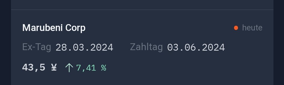 🇯🇵
Auch Marubeni erhöht wieder die Dividende 👌

#dividendenkult 😏