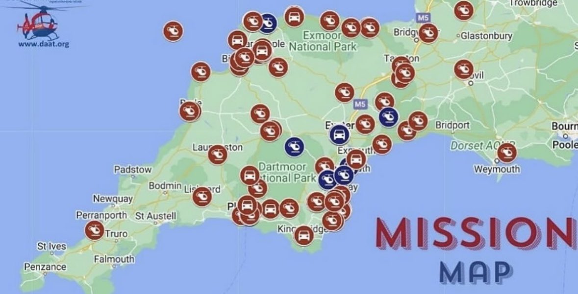 Did you know that our virtual Mission Map allows you to keep up to date with our latest missions. Simply click on a pin in our interactive map to read about the missions we have been tasked to across Devon and beyond. To access the map, simply click the link in our bio. 🚁