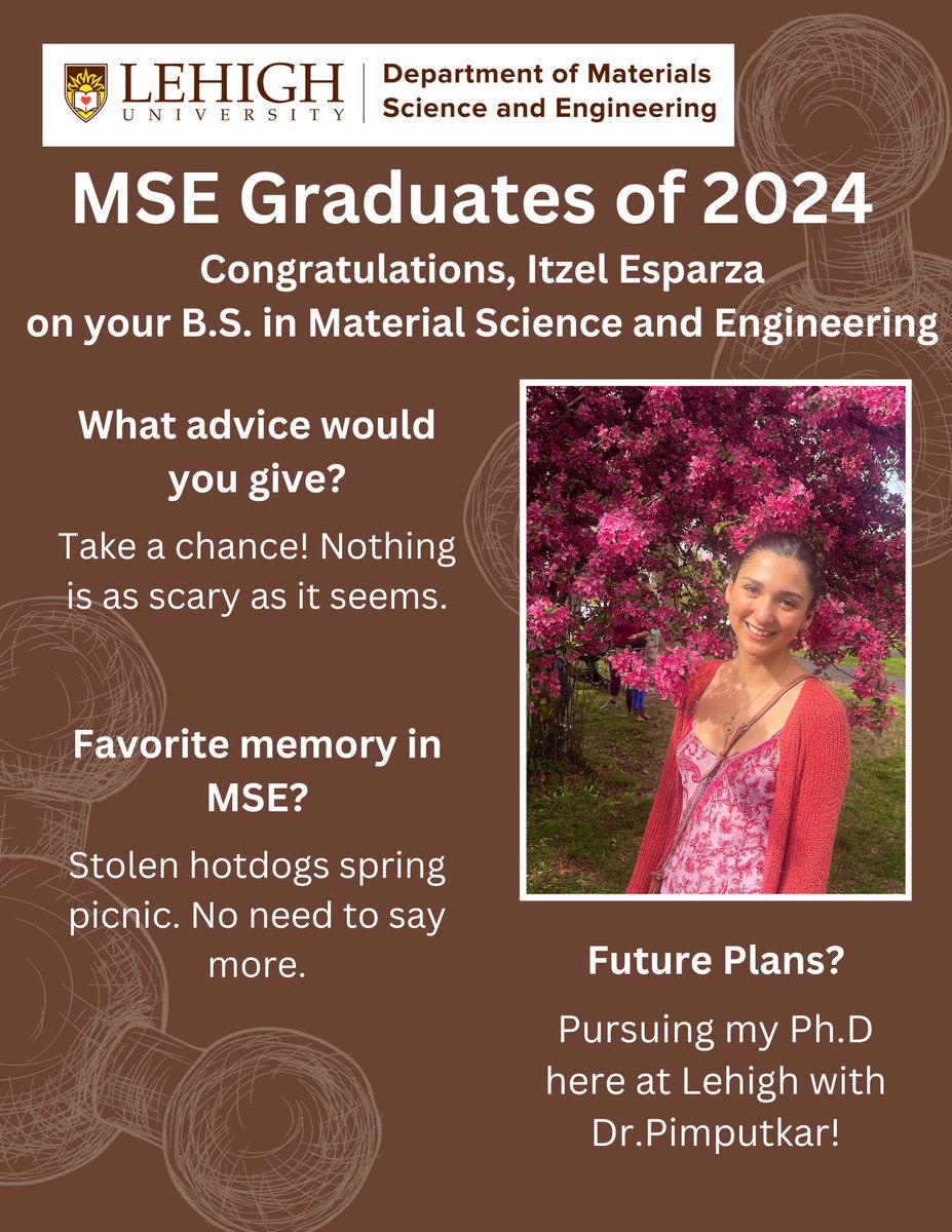 Congratulations on your Bachelor's Degree Itzel Esparza! We could not be happier that you will be staying on to pursue your Ph.D. with us in Professor Siddha Pimputkar's group!