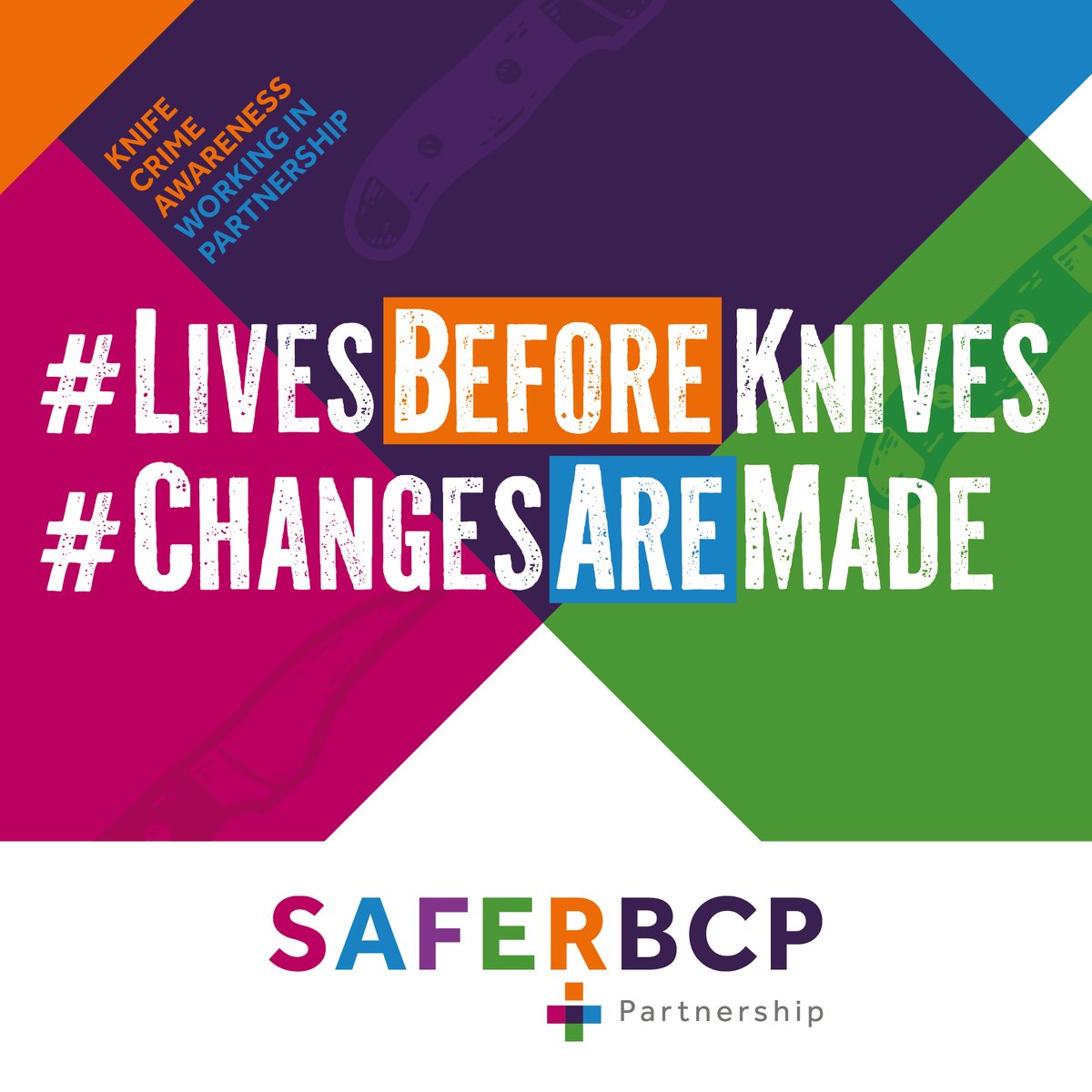 As part of the #SaferBCP Partnership, we're launching a Knife Crime Awareness campaign this Bank Holiday weekend to raise awareness and empower people to have proactive conversations to reduce the risk of knives.
#LivesBeforeKnives #ChangesAreMade
@dorsetpolice @PCCDorset 👇