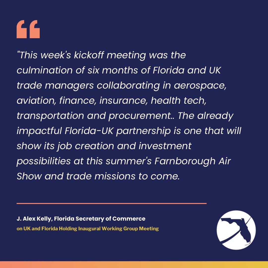 UK and Florida Hold Inaugural Working Group Meeting. Press release >> bit.ly/3JLwiLx