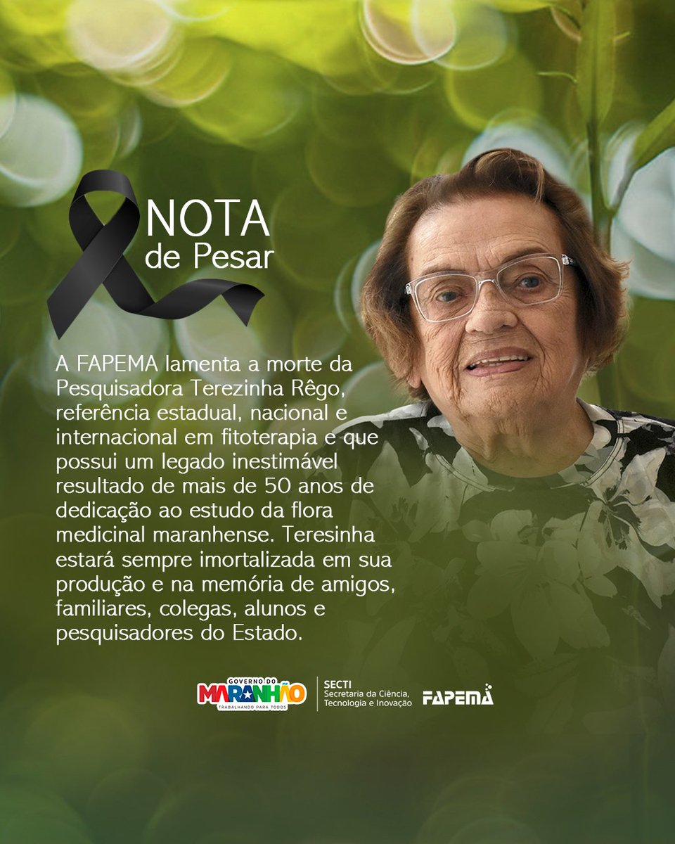 Descanse em paz, Terezinha ❤️🖤 Sua história de vida orgulhou o maranhão e você está imortalizada nos 'jardins de cura' 🌱que dedicou sua vida estudando e popularizando