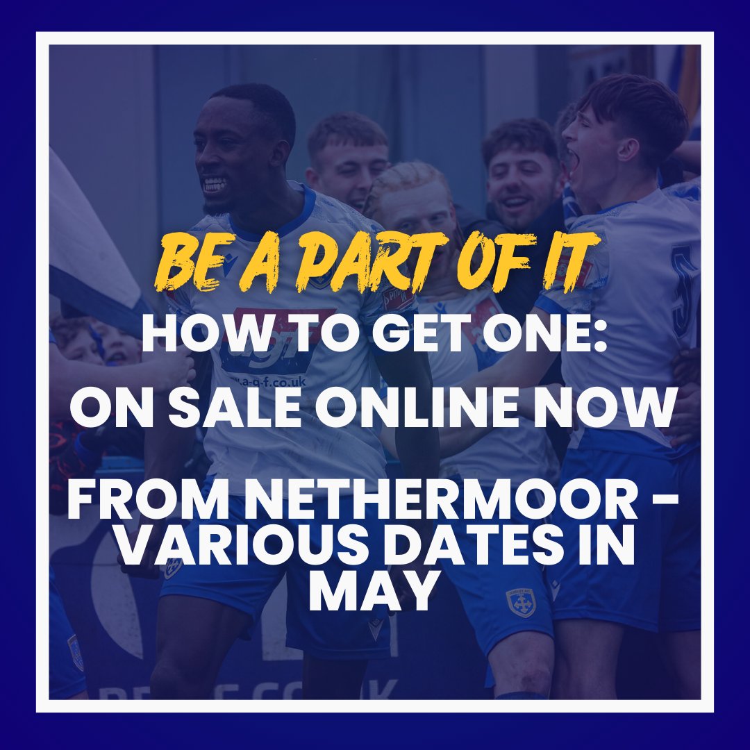 🦁 | Be A Part Of It - 2024/25 Season Tickets now on sale!

You can either buy online today or from Nethermoor across various dates in May starting next week: guiseleyafc.co.uk/be-a-part-of-i… 

#GAFC #GuiseleyTogether