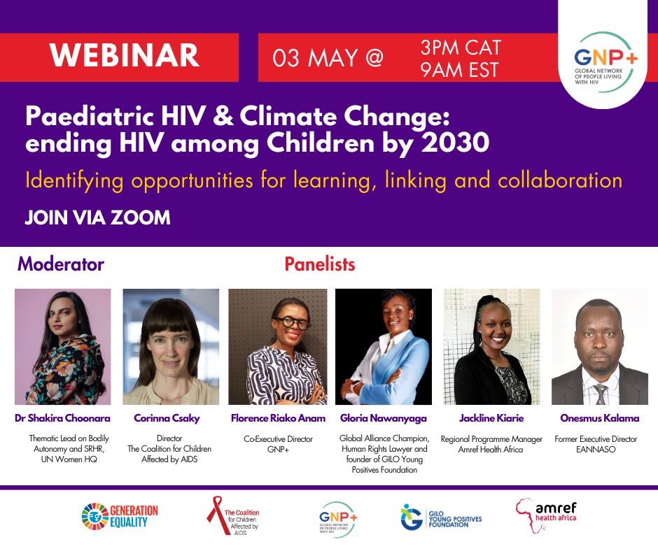 Dear Friends Don’t forget to join us in a few We will be talking about: Pediatric HIV and climate change, ending HIV among children by 2030. Register now: 👇👇 us02web.zoom.us/webinar/regist… @gnpplus @EPIChildren @unicef_aids