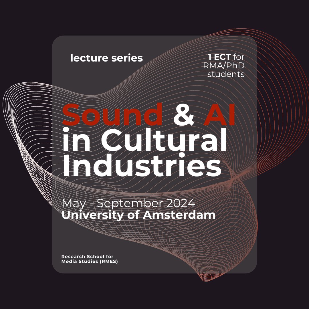 Interested in sound and AI? We invite you to join us for a series of hybrid (online + in person) lunch talks this summer, looking at the impacts of sound and AI in the cultural industries! For more information and registration see rmes.nl/lecture-series…
